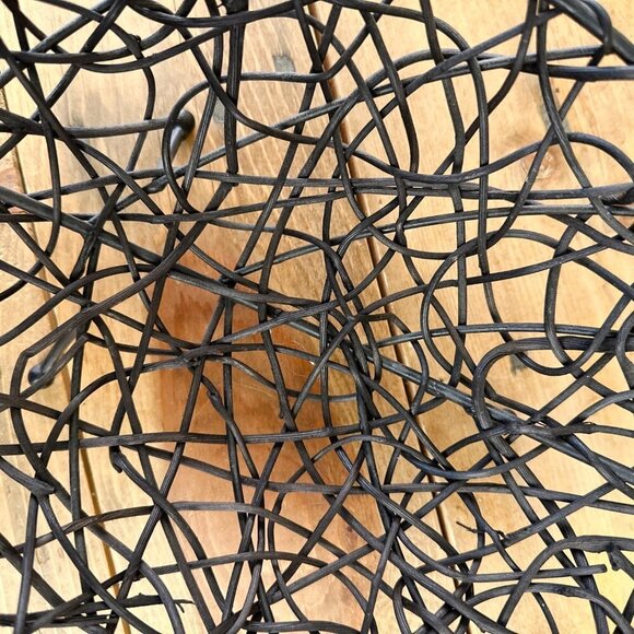 Mid Century Rattan Woven Basket Metal Leaf Brown - Picture 6 of 7